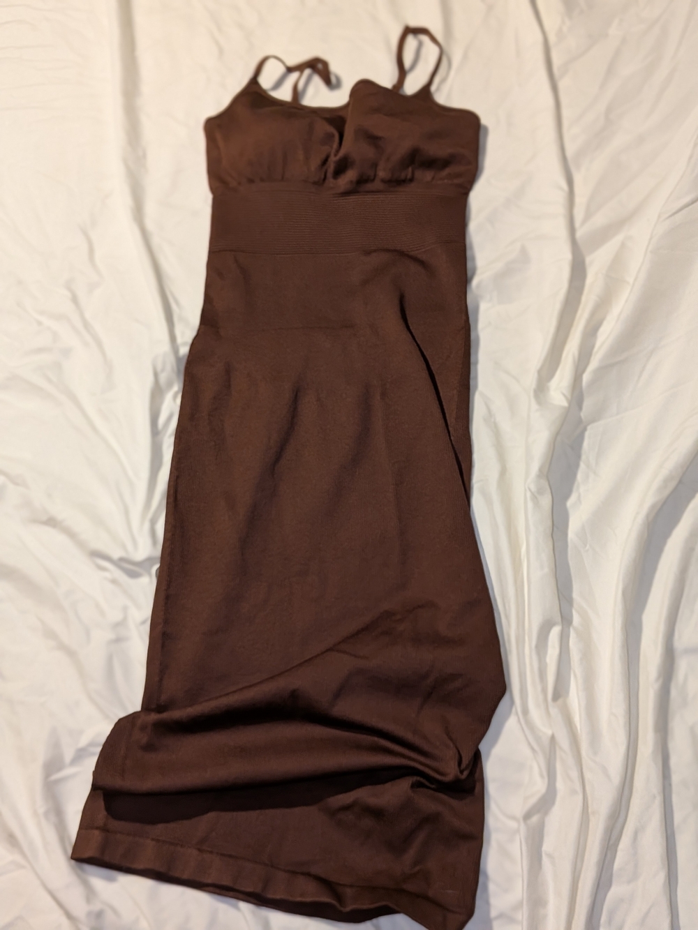 Brown Bodycon Midi Dress with Spaghetti Straps
